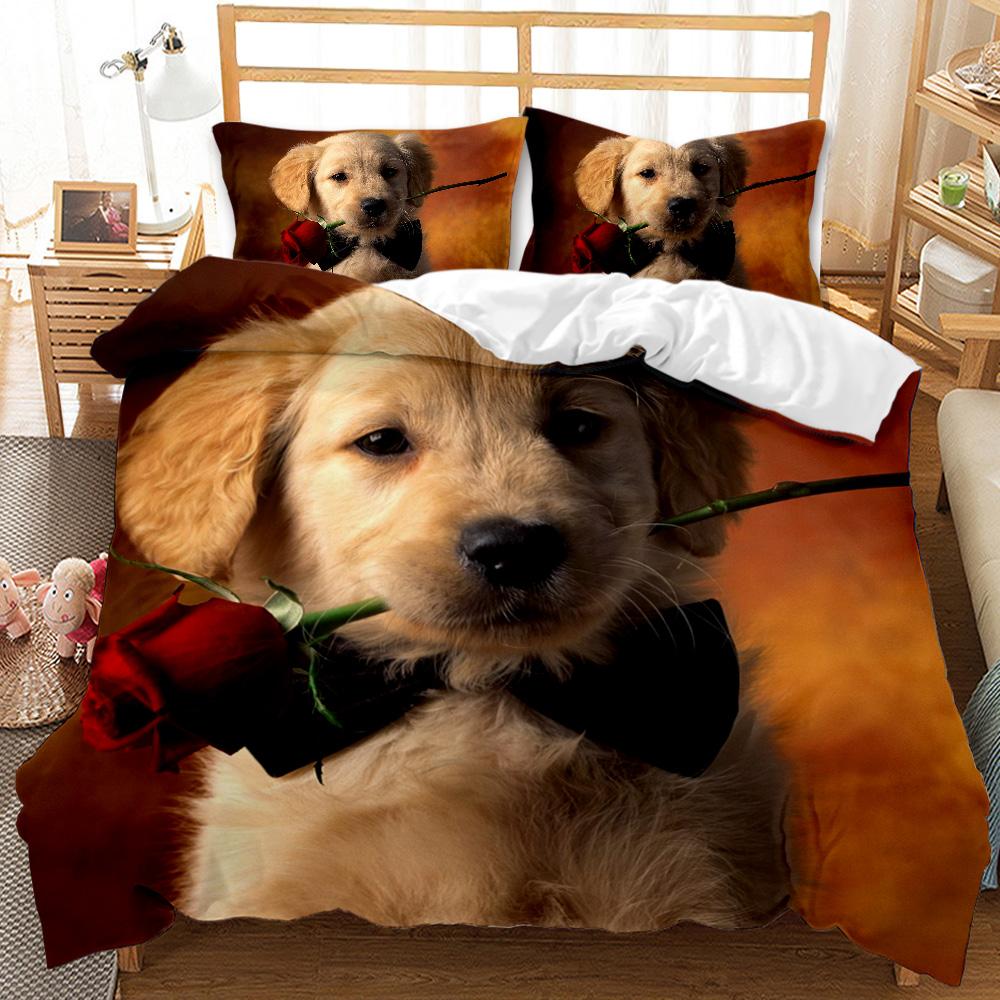 Dog and Cat Duvet Cover Cute Cartoon Puppy Animal Design Bedding Set Lovely Kitty Double Queen King Size Polyester Qulit Cover