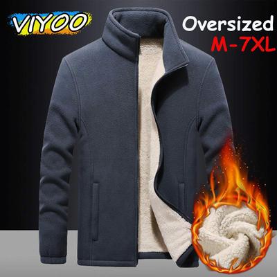 Oversized Autumn Winter Thick Plus Velvet Men's Sports Sweatshirts Thermals Clothes Fleece Jacket Windbreaker Warm Coat For Men Ourdoor