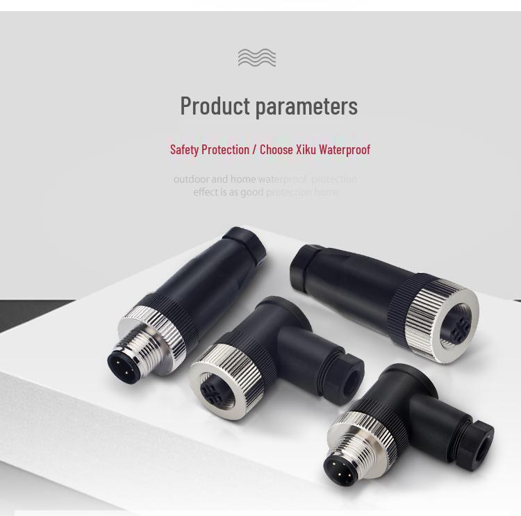 M12 Waterproof Sensor Connector: Male & Female Aviation Plug, 34-Pin, 5-Hole, 8P, Straight & Elbow, Three-Core Socket.