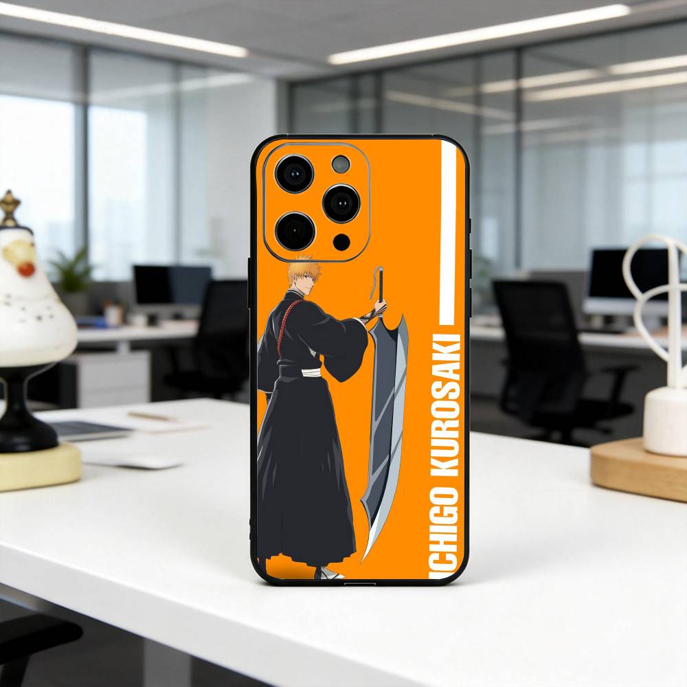 I-Ichigo B-B-BLEA-CH K-Kurosaki  Phone Case For iPhone 17,16,15,14,13,12,11 Plus,Pro Max,XS,Soft Silicone Black Cover