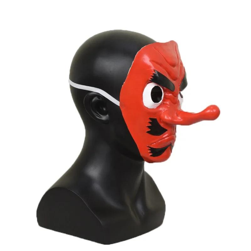 Anime Kimetsu No Yaiba Urokodaki Sakonji Red Latex Tengu Mask Anime Cosplay Accessories Halloween Party Prop Maks