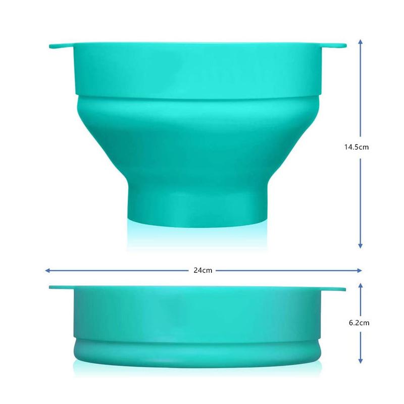 Foldable High-Temperature Resistant Silicone Popcorn Bowl for Microwave Ovens