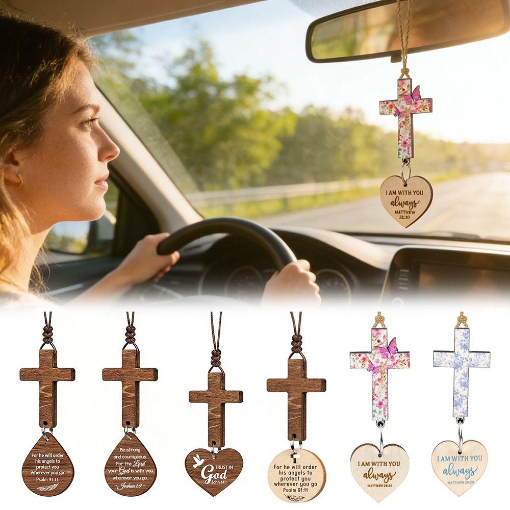 With Pendant Car Rearview Mirror Hanging Keychain Ornament Bible Verse Charm  Gift