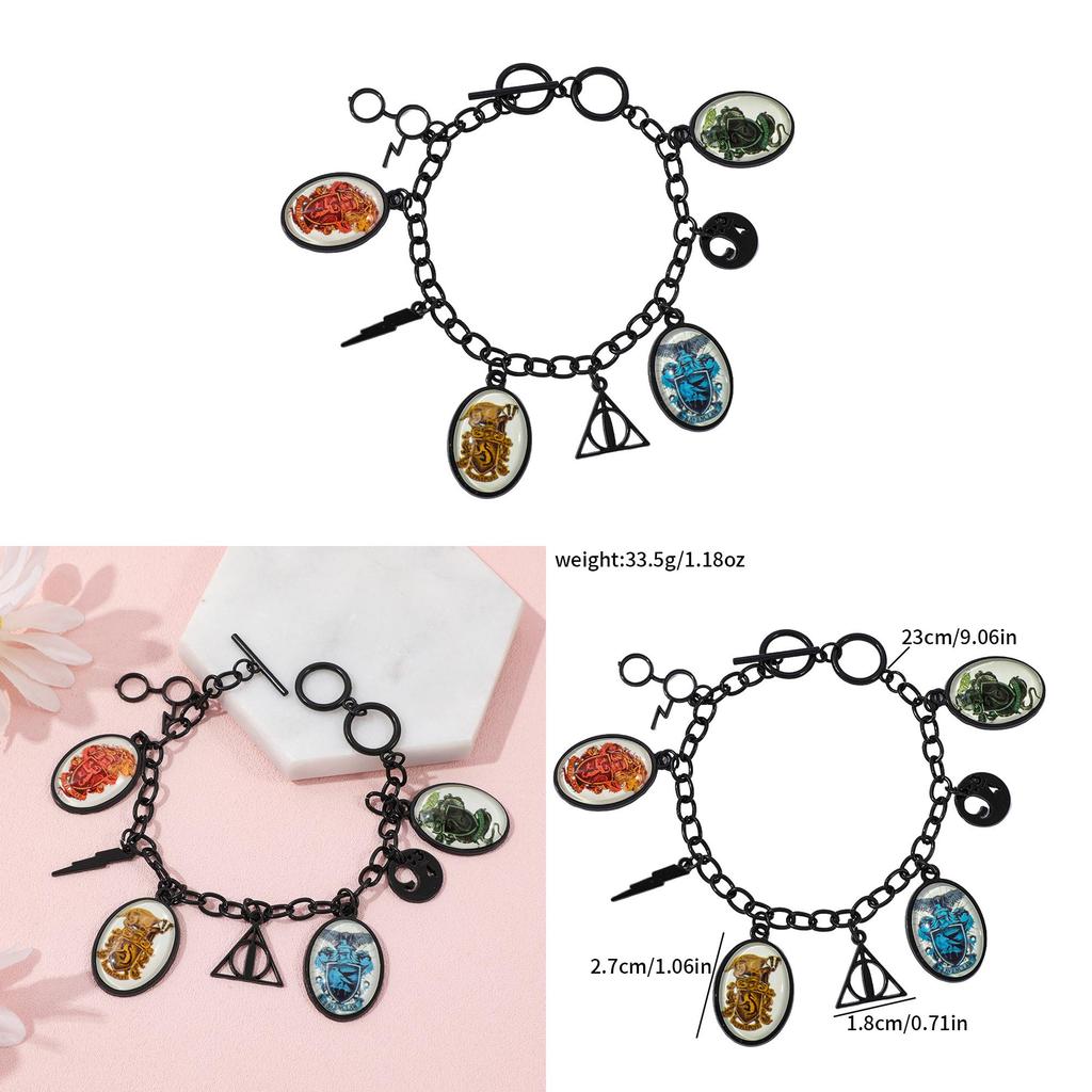 Harry Potter Night Light Bracelet With Alloy Magic School Pendant For Gift Giving