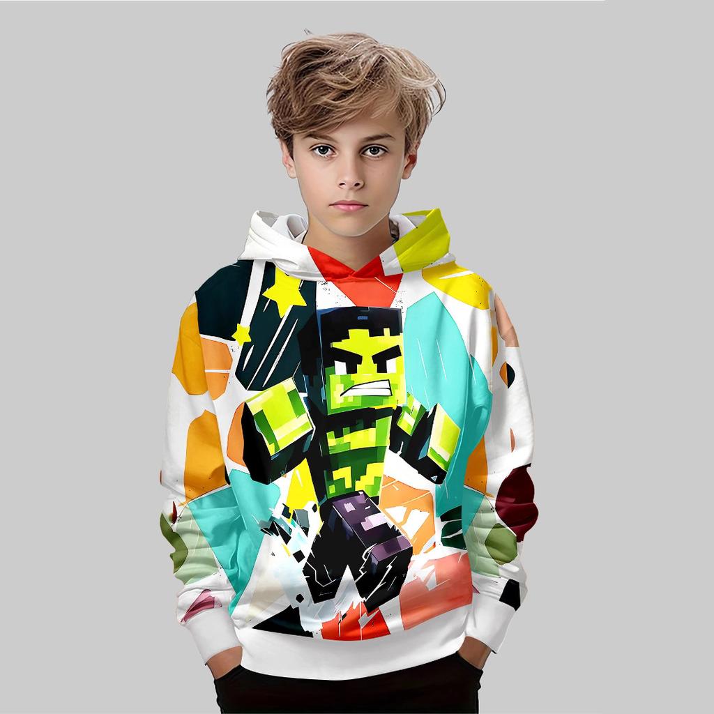 Fashion Printed Cartoon Sweatshirt Casual Simple Top Loose Hoodies Sweatshirts Boys