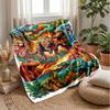 Dinosaur Adventure Blanket Personalized Name Flannel Blanket Soft Cozy Plush Throw for Sofa Bed Lightweight Home Decor