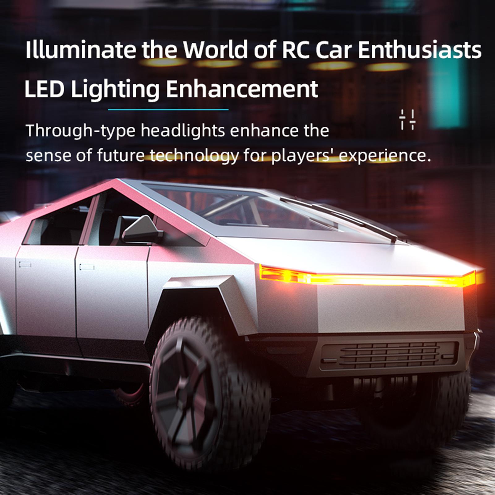 

Игрушка Кибертрак, Радиоуправляемый сплавной автомобиль 2,4 ГГц с мотоциклом и светодиодной подсветкой, Модель пикапа для детей мальчиков 1xBattery серебряный