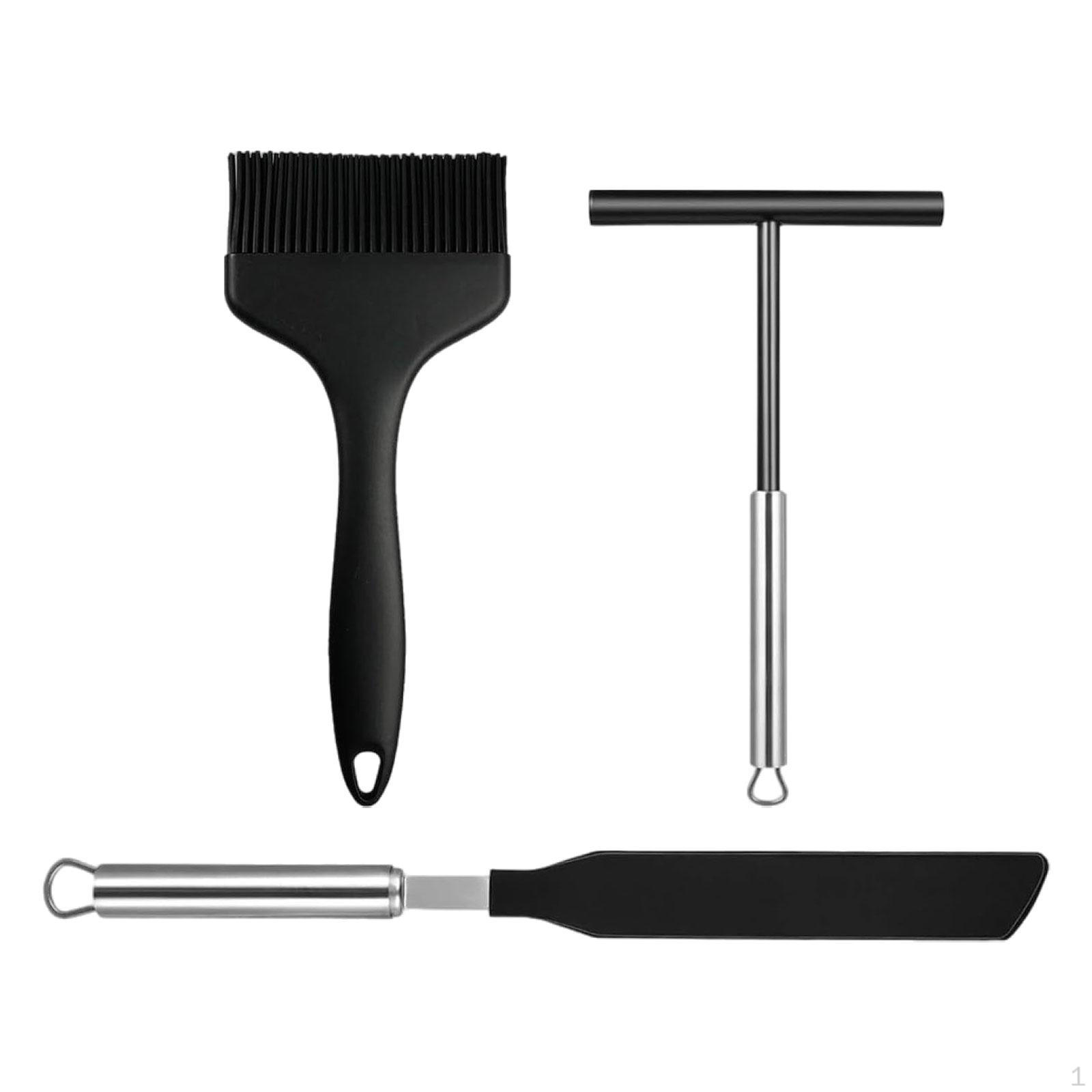

3x Распределитель для крепов и кисть Кухонные гаджеты Нержавеющая сталь Лопатка Инструмент для блинов Посуда для