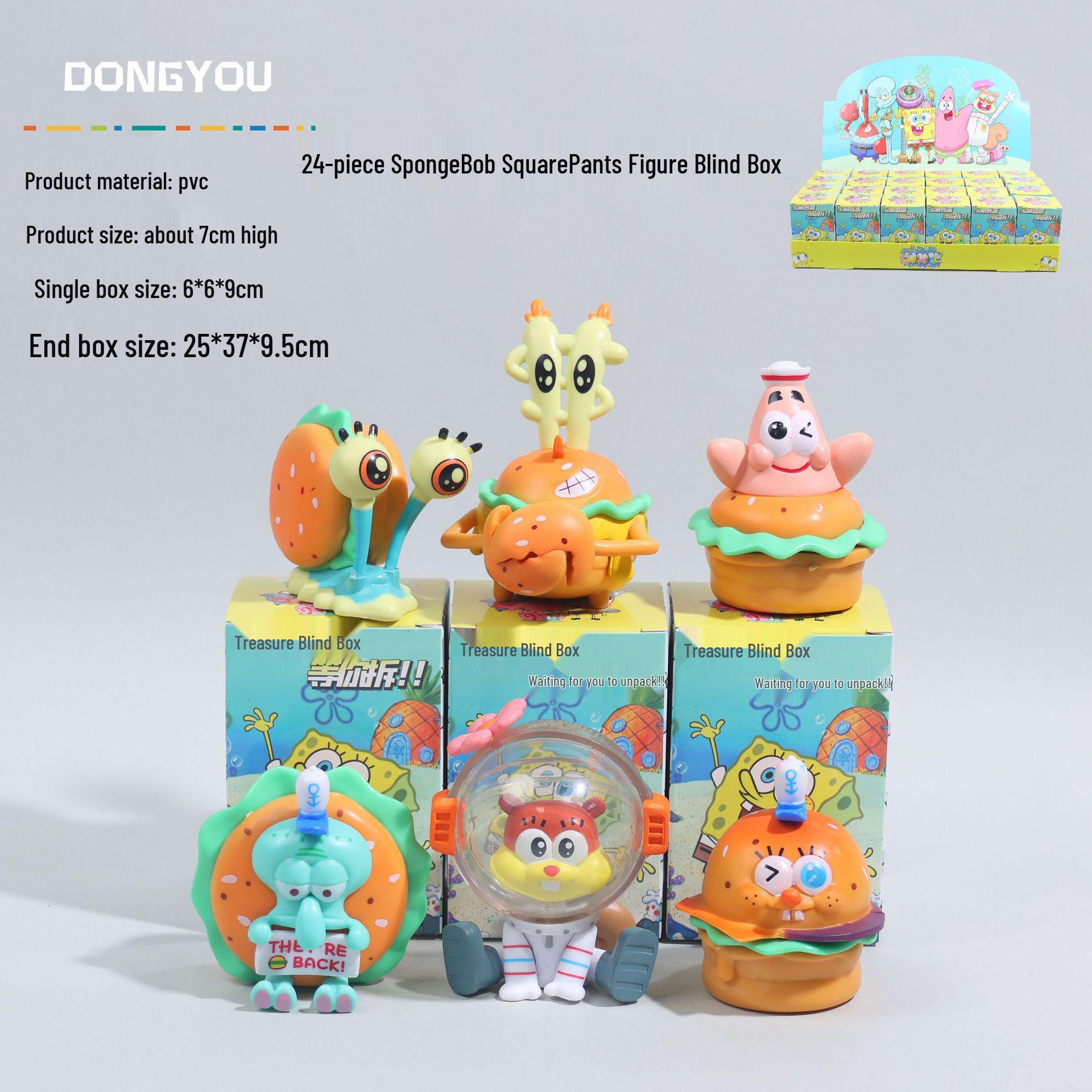 SpongeBob SquarePants Krabby Patty Blind Box Figure Set - 6 Styles Cartoon Anime Doll Ornament Toy