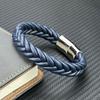 Punk Men Braided Leather Bracelet Jewelry Black/Brown/Red/Blue Stainless Steel Magnetic Clasp Fashion Bangles Charm Bracelets