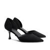 Black high heels spring new pointed hollow single shoes women's summer stiletto cat heel shallow mouth middle heel cmcm