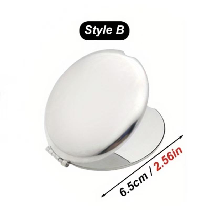 1PC Portable Women Stainless Steel Makeup Mirror Hand Pocket Folded-Side Cosmetic Make Up Mirror Small Various Shapes