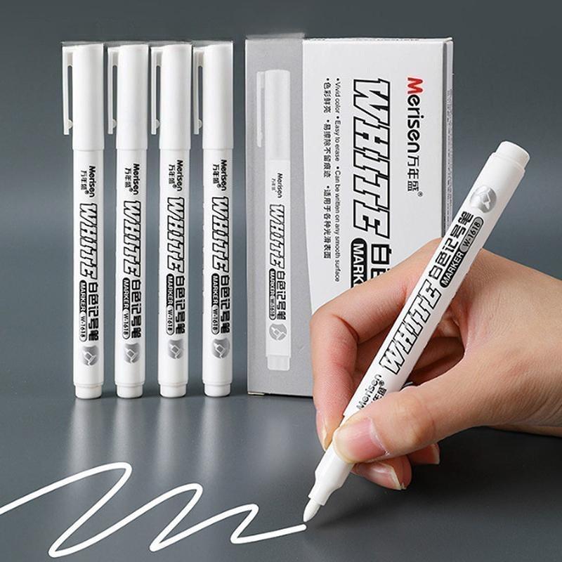 10PCS White Marker Pen Paint Oily Waterproof Tire Painting Graffiti Pens