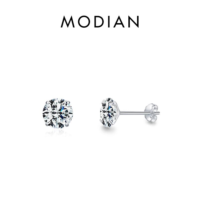 

Sparkling Clear CZ Stud Earrings 925 Sterling Silver Round Zirconia 4MM 5MM 6MM 7MM Earrings For Women Wedding Jewelry
