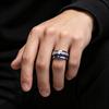 Bagues Fashion Ciel étoilé Bleu Foncé & Incrustation Météorite 8mm Couleur Cuivre Acier Inoxydable pour Hommes Femmes Bijoux de Mariage