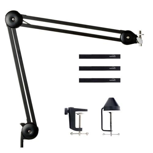 Microphone Stand, Microphone Arm Stand - Microphone Scissor Boom & Clamp - Compatible with Standard Shock Mounts - Adjustable Angle, Height, Extendabl