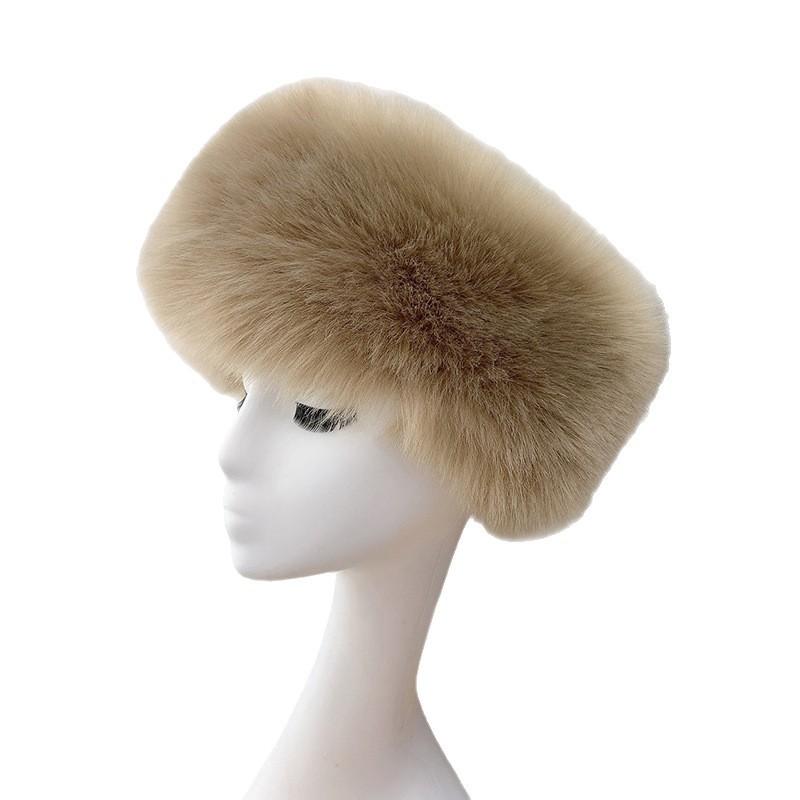Winter Thick Fox Fur Earmuffs Headband Hatless Headwrap Scarf Warm Fashion Accessory for Women