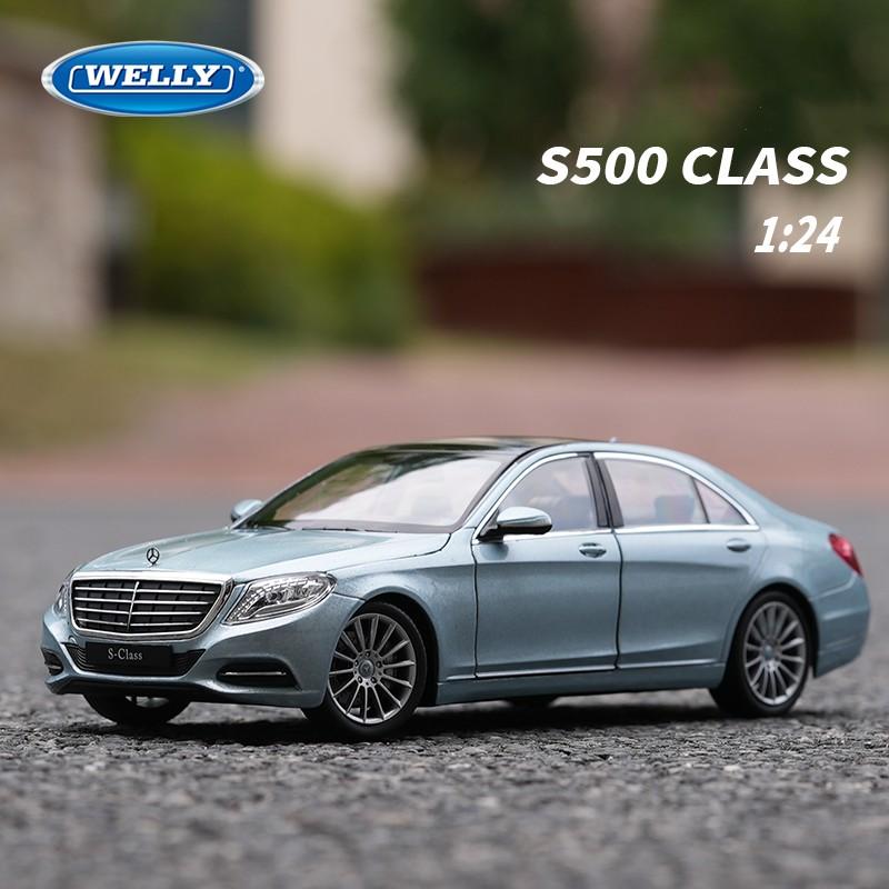 Welly 1/24 Mercedes-Benz Classe S S500 Modello di Auto in Lega Diecast Metallo Veicoli Giocattolo Modello di Auto Alta Simulazione Collezione Regali per Bambini