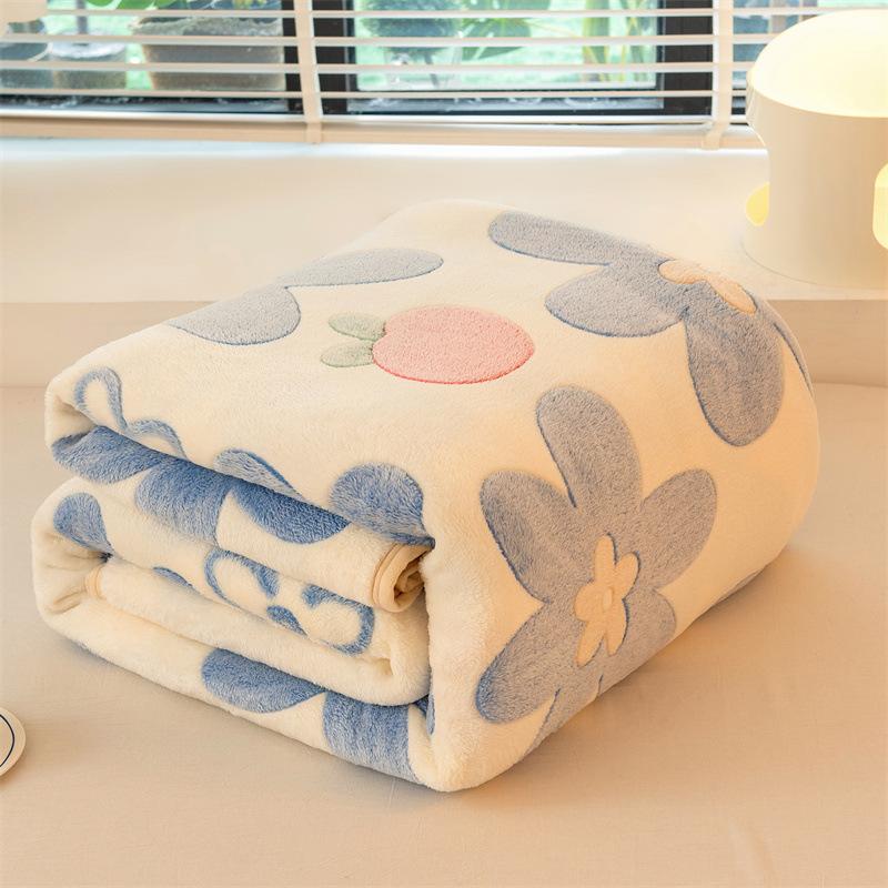 Active Printing Dyeing Double-sided Plush Blanket Dormitory Single Blankets Soft Skin Friendly Bed Sheets Bedclothes Multi Functional Covers 1pcs