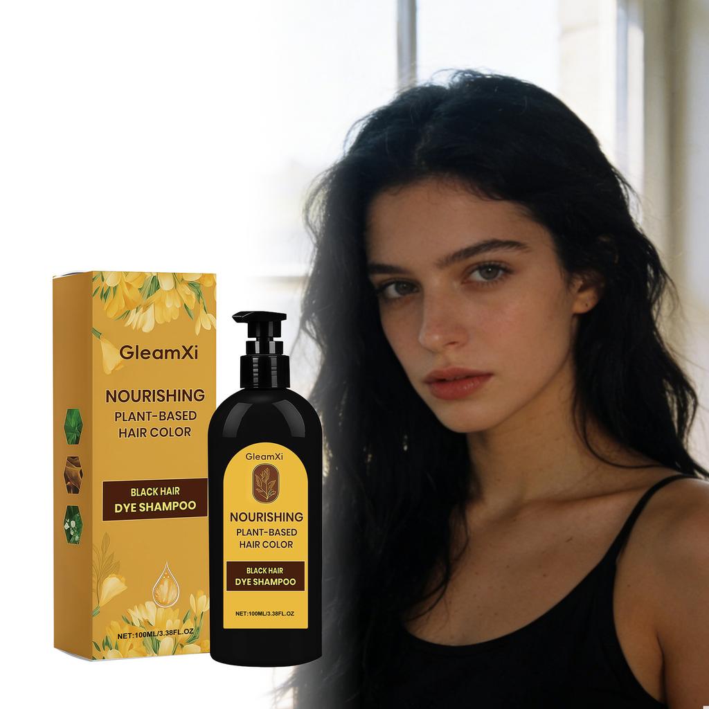 GleamXi Black Plant Hair Dye Gentle Natural Easy Coloring Non-Damaging Daily Convenient Hair Colorant