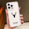 Simple Deer Print Shockproof Soft Silicone Case For iPhone 16E 16 Pro 15 Pro Max 14 13 12 11 Diamond Frame Anti-Fall Clear Phone Cover