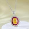 Elegant European & American Style 925 Silver Yellow Diamond Clavicle Necklace for Women - Unique 7x9 Niche Design