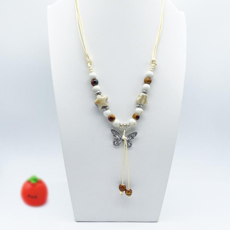 Accessories, Jewelry, Woven Beaded Sweater Chain, Ceramic Necklace, Female Niche Feeling Does Not Fade