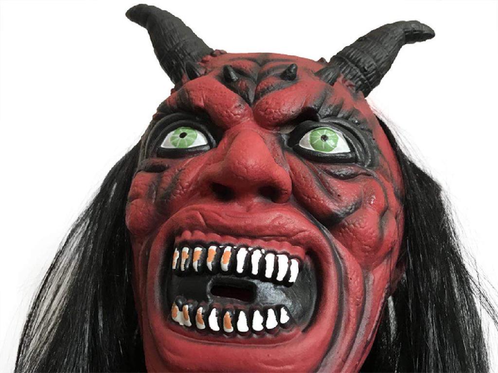 VICHE CATT Red Oni Mask for Halloween Parties and School Festivals (Red)