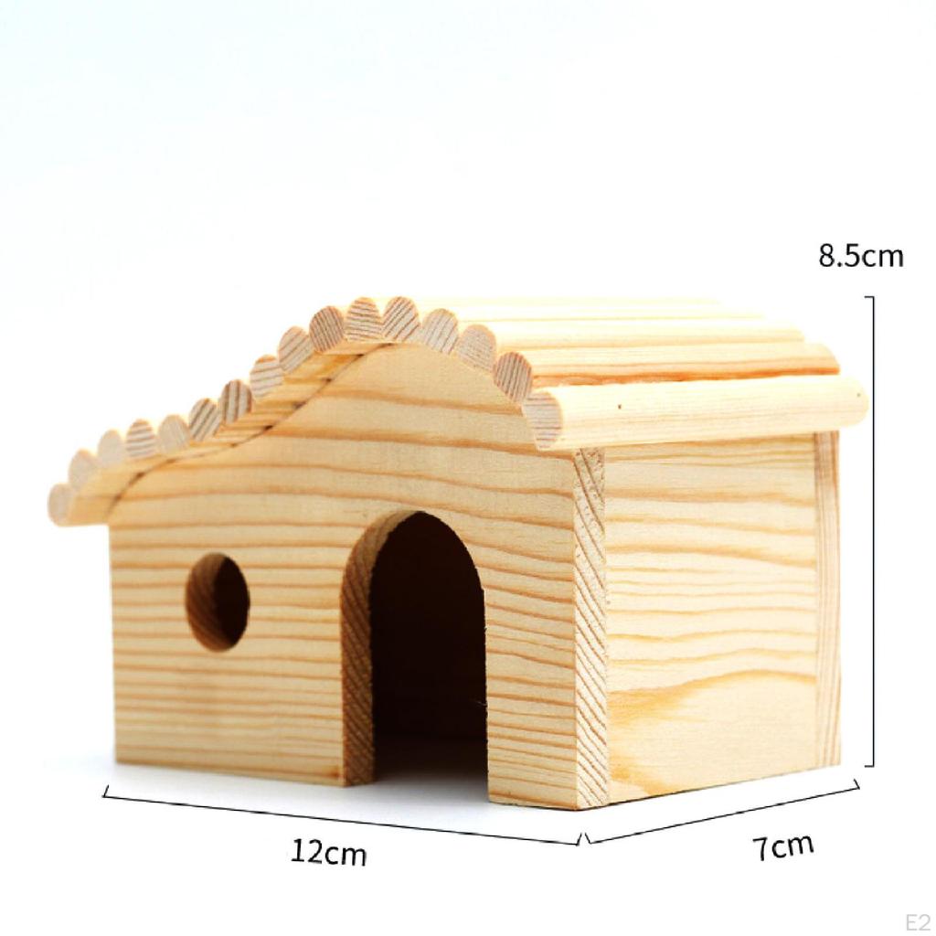 Wooden Hamster Hideout House Hut Handcrafted Platform Creativity Small Animals Sleeping