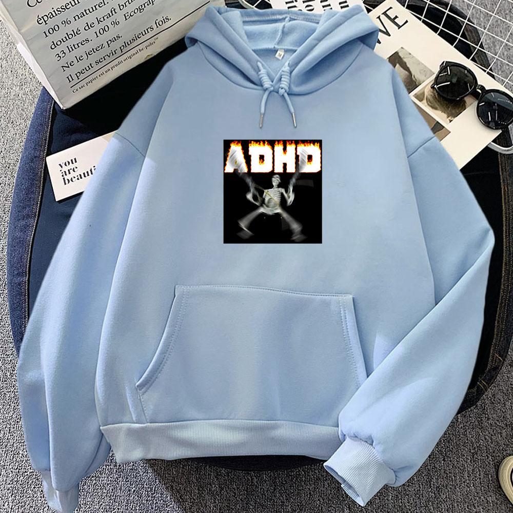 Adhd Skeletn Meme Funny Printed Hoodie Pop Casual Sweatshirt for Autumn/Winter Retro Clothing Gothic Pullovers