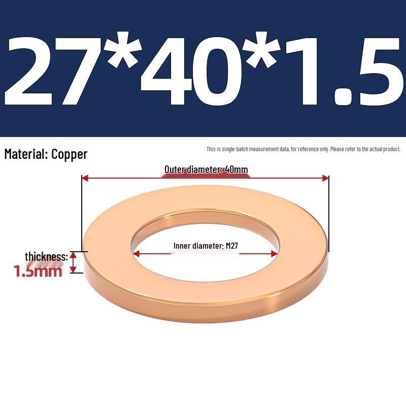 Pure Red Copper Gasket Sealing Ring for Marine Instruments, Metal Flat Washer M3-M60mm