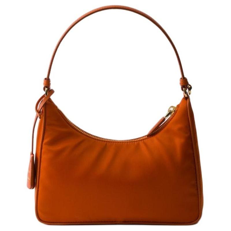 Prada Re-Edition 2005Re-Nylon Enamel Metal Triangle Logo Polyamide Shoulder Bag Mini Women's Papaya