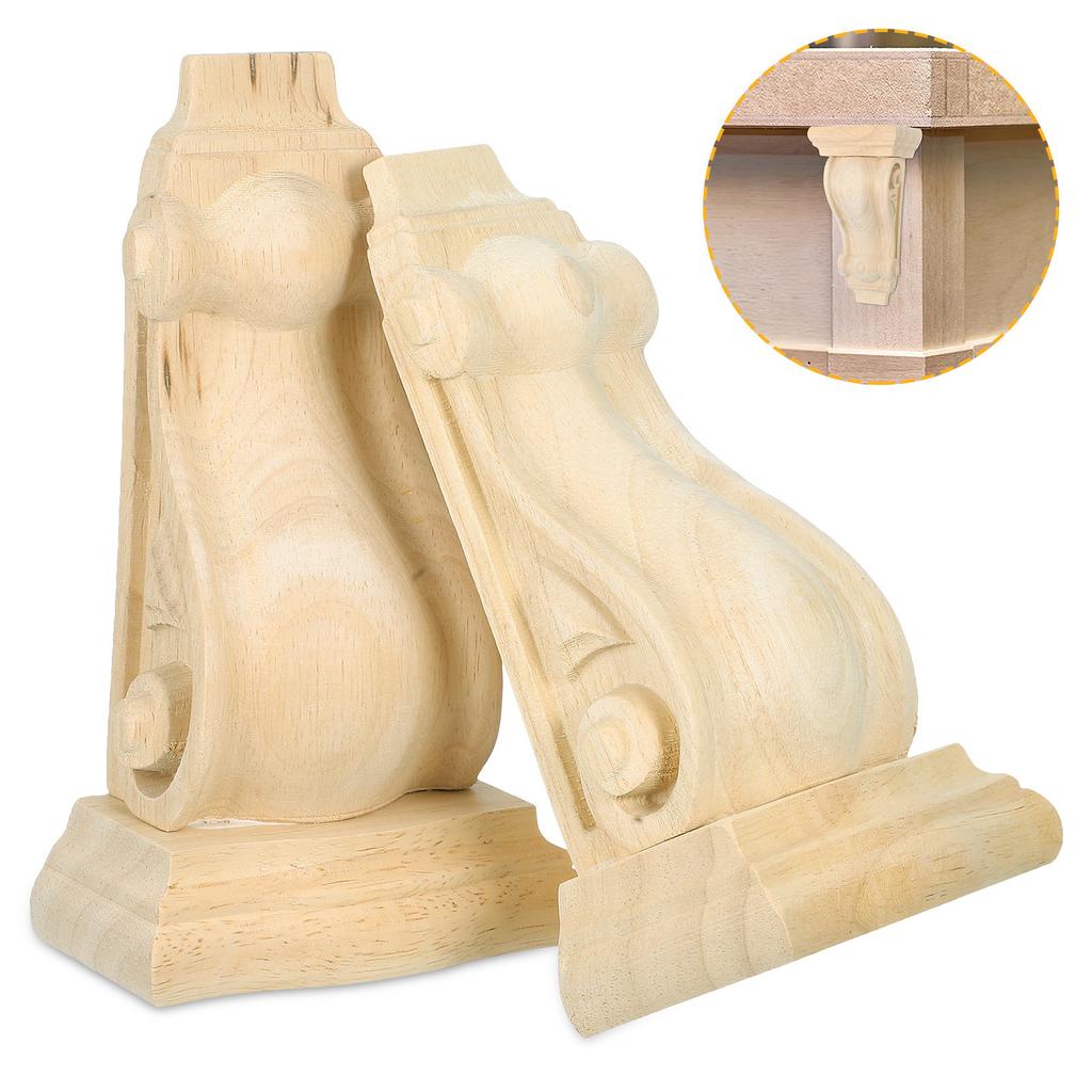 2 Pcs Corbels for Fireplace Mantel Decorative Farmhouse Carved Onlay Applique Wall for Furniture Onlays Wood Trim Corbels