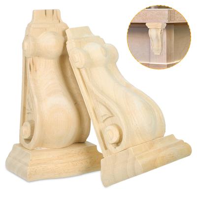 2Pcs Solid Wood Hand-Carved Decorative Corbels European Style Corner Embellishments for Doorway Fireplace Mantel Shelf Bracket