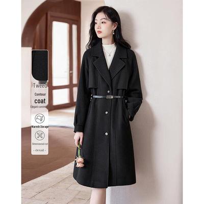 Si Shui Nian Hua Eleganter Herbst/Winter Midilanger Wollmischmantel