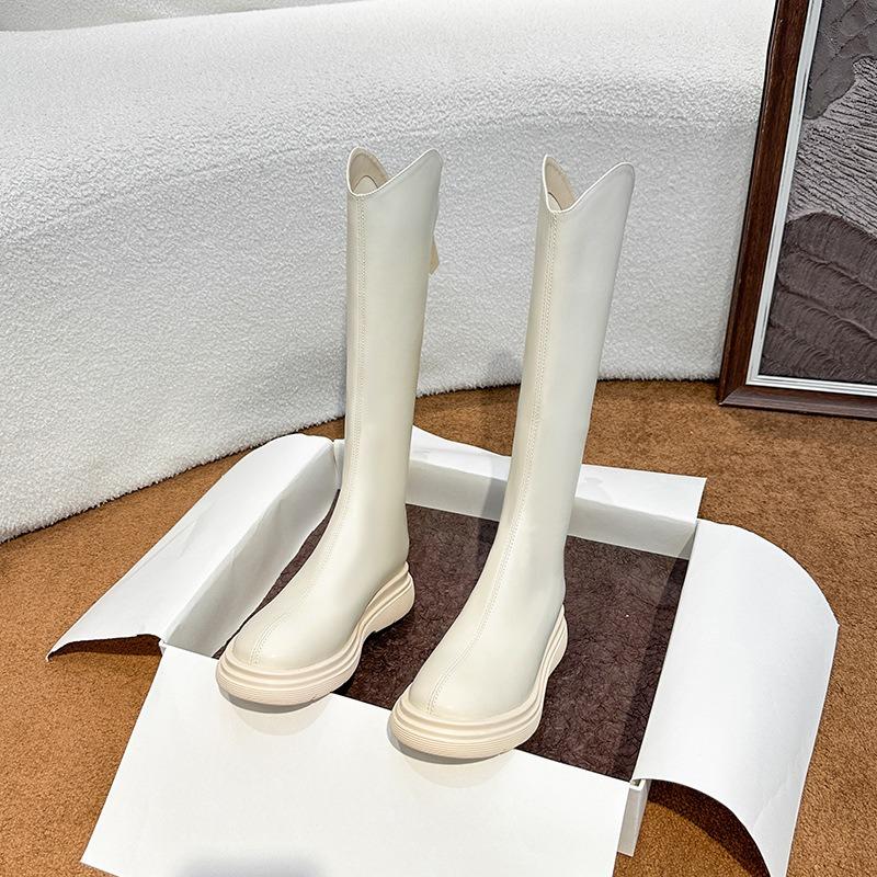 Winter new thick-soled boots femininity but knee boots women's versatile elastic flat-bottomed knight boots