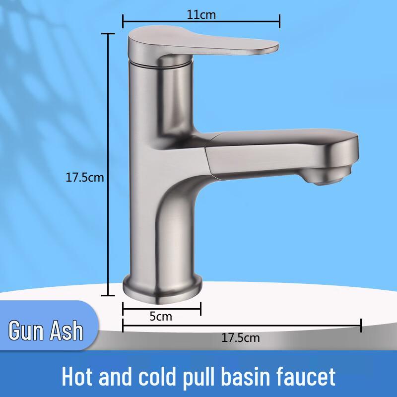 TLXT Gunmetal Grey Pull-Out Bathroom Sink Faucet