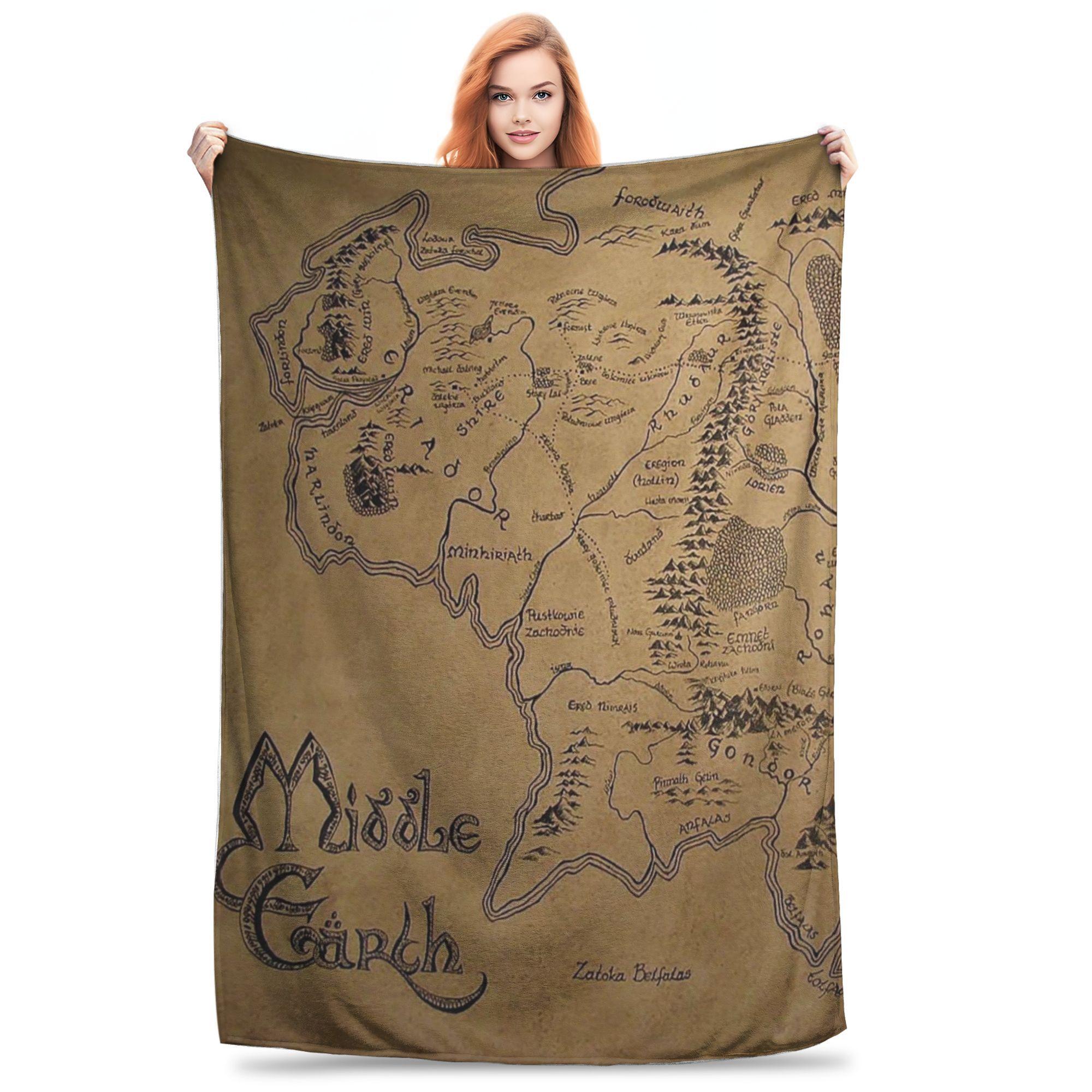 

Middle Earth Map Blanket Warm Flannel Sofa Throw Blanket for Home Bedroom Travel Throws Bedspread Quilt 80x120cm