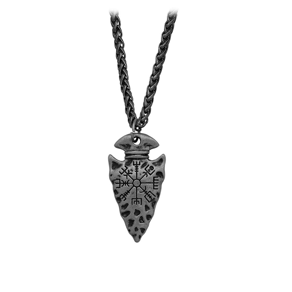 Norse Viking Necklace Vegvisir Symbol Compass Wolf Head Raven Hammer Pendant Vintage Stainless Steel Jewelry for Men Women