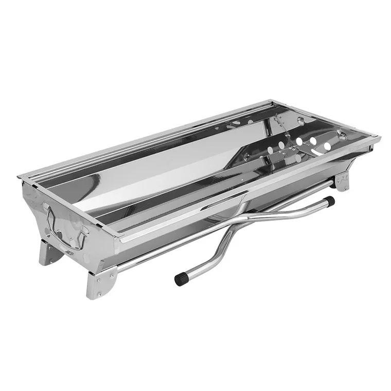 Large Stainless Steel Portable BBQ Grill: Outdoor Folding Barbecue Stove for Camping and Home.
