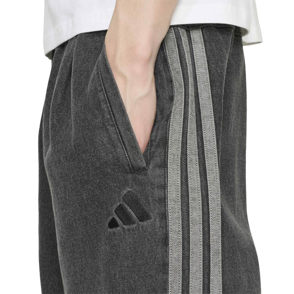 Jersey Bottom Stadium Loose Washed Denim Pants M1919 Black L [Adidas] Men's (KV5882)