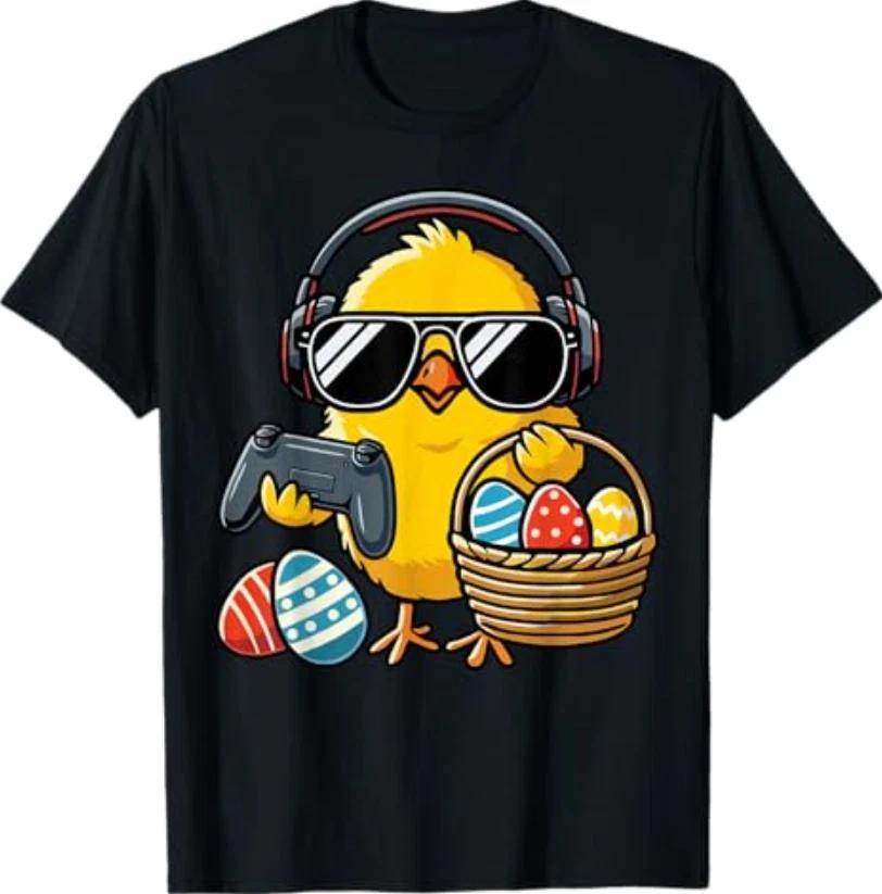 Retro Easter Chicken Gaming Funny Easter T-Shirt 2XL