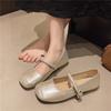 Retro Soft Leather Soft Sole Is Not Tired, Flat Bottom and Shallow Mouth Single Shoes, New Mary Jane Shoes, Women's Lazy Shoes with One Foot