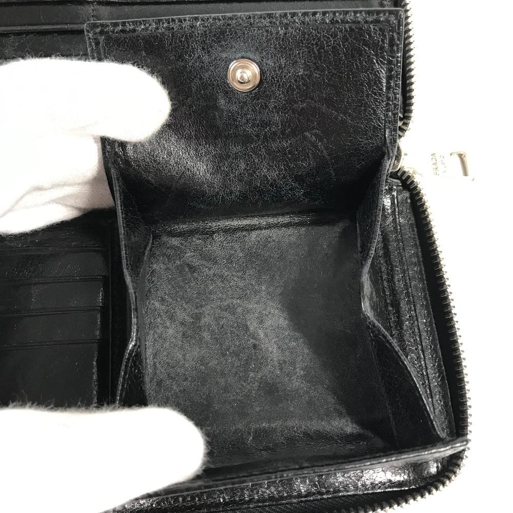 PRADA 2M1264 Skull skull Long wallet Zip Around Long Wallet Leather Black