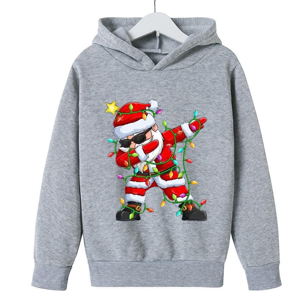 Autumn Winter Santa Claus Children's Fashion Cartoon Printed Hoodie Warm Comfortable Casual Daily Hoodie