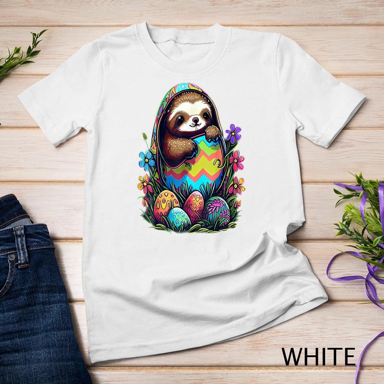 Cute and colorful Easter Art with charming Sloth T-Shirt Unisex T-shirt L