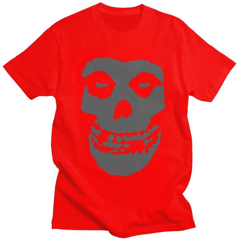 Custom Horror Punk Rock Misfits Skull T Shirt for Men Tshirt Tees Short Sleeve Tshirts Loose Fit