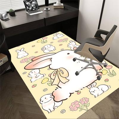 1pc Rabbit Flowers Carpet Office Rug Outdoor Mat Home Decor Area Carpet Festival Gift Office Desk Chair Carpet