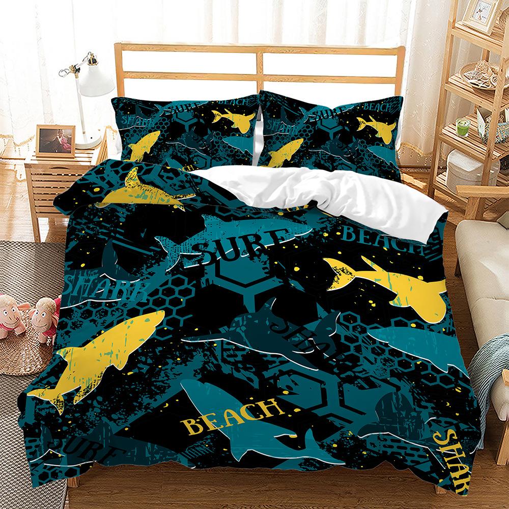 

Frog Fish 3D Quilt Set Three-Piece Digital Set Four-Piece Set 135 * 200 (two-piece set) 90g
