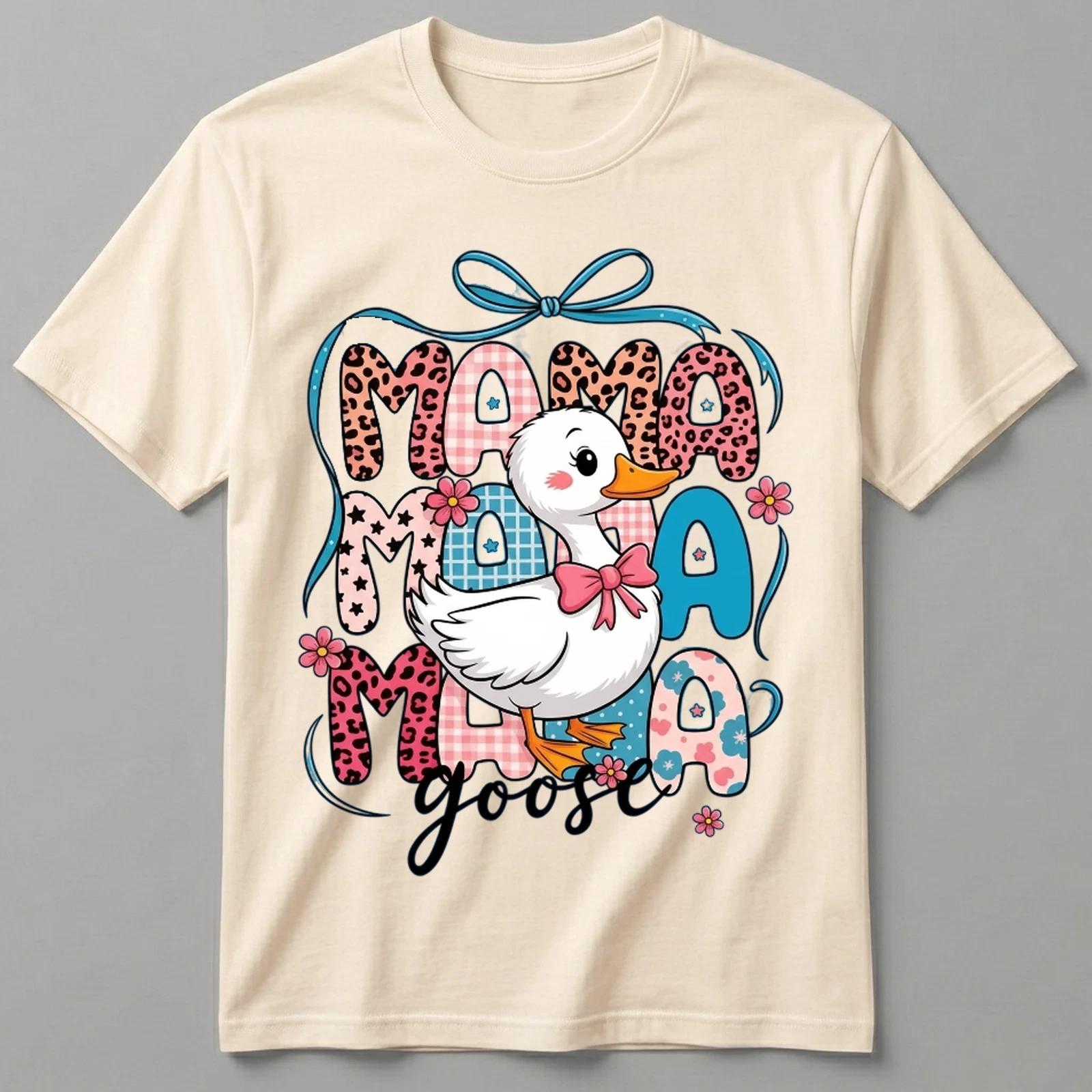 Cute Mama Goose Shirt Coquette Bow Pink Leopard Retro Mama Gift Men Women XXXL